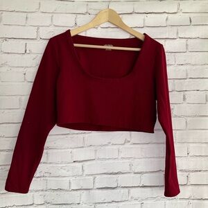 Wild Fable Burgundy‎ Butter Bliss Long Sleeve Crop Top